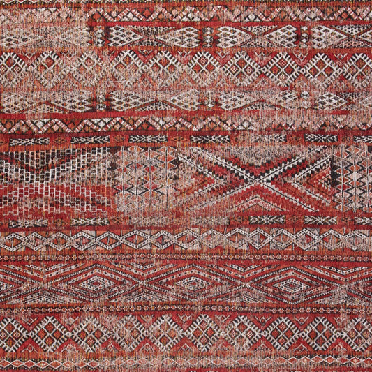 8' x 11' Red and Gray Oriental Non Skid Area Rug