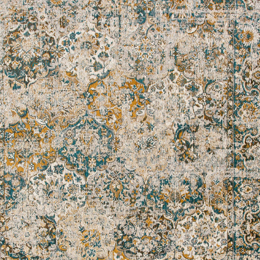 5' x 7' Blue and Green Abstract Non Skid Area Rug