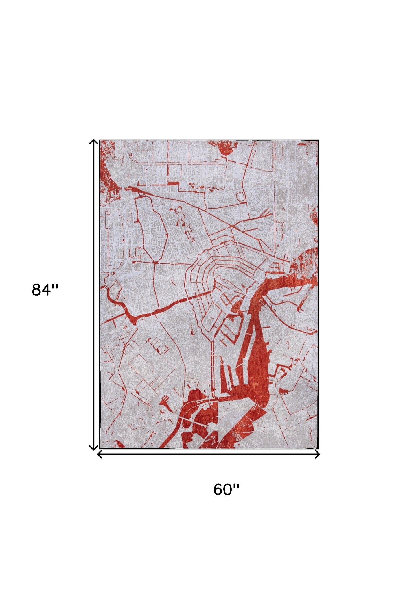 6' X 8' Red and White Abstract Non Skid Area Rug