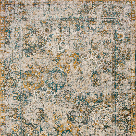 6' X 8' Blue and Green Abstract Non Skid Area Rug