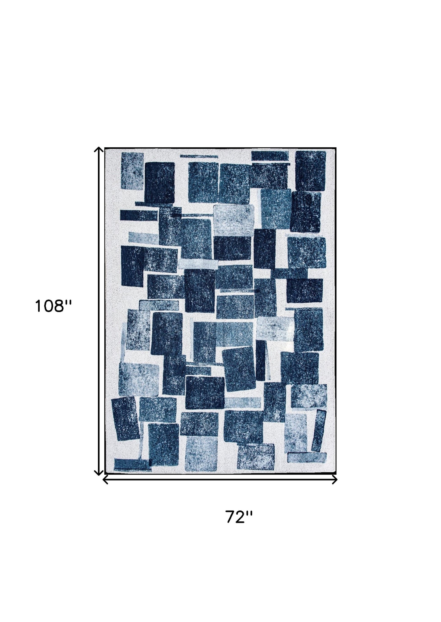 7' x 9' Blue and White Geometric Non Skid Area Rug