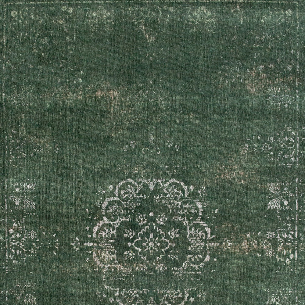 5' x 7' Gray and Green Medallion Non Skid Area Rug