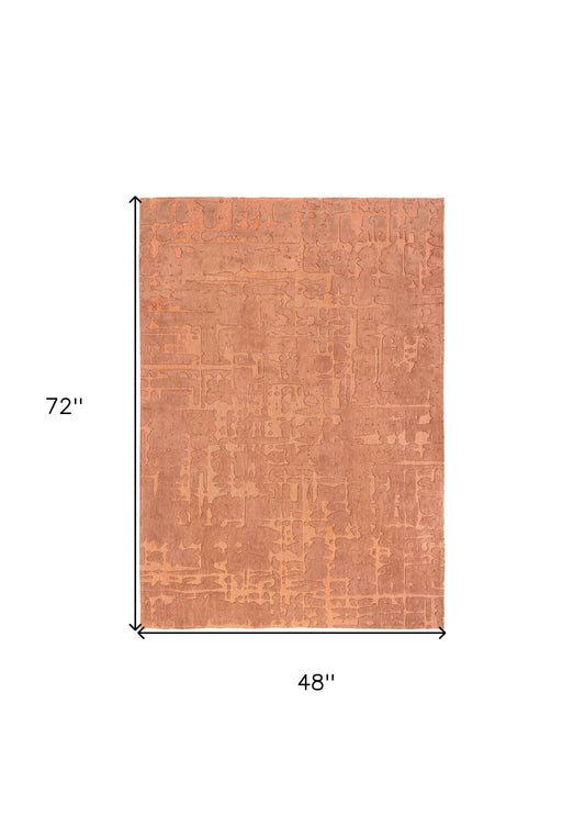 5' x 7' Orange Abstract Non Skid Area Rug