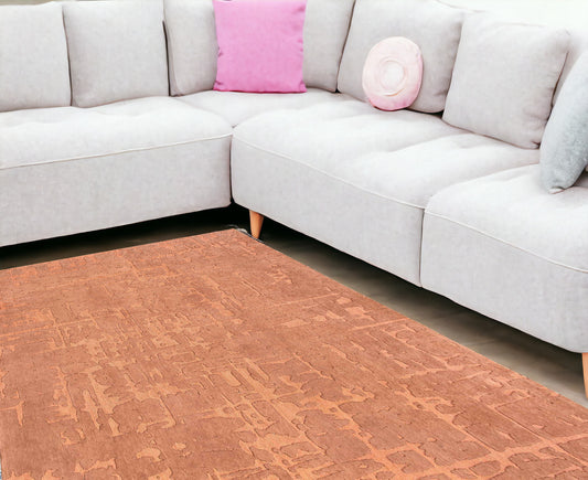 7' x 9' Orange Abstract Non Skid Area Rug