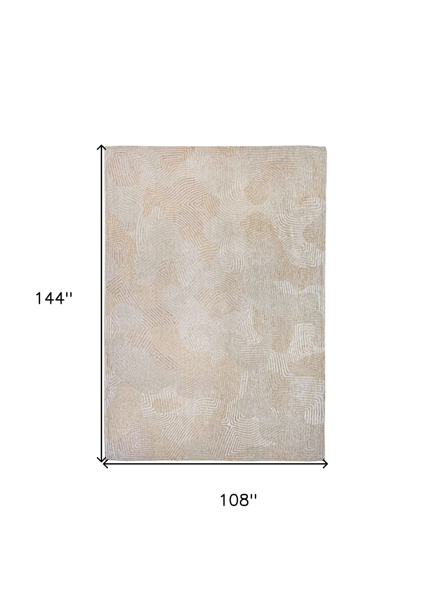 9' X 13' Beige and White Abstract Non Skid Area Rug