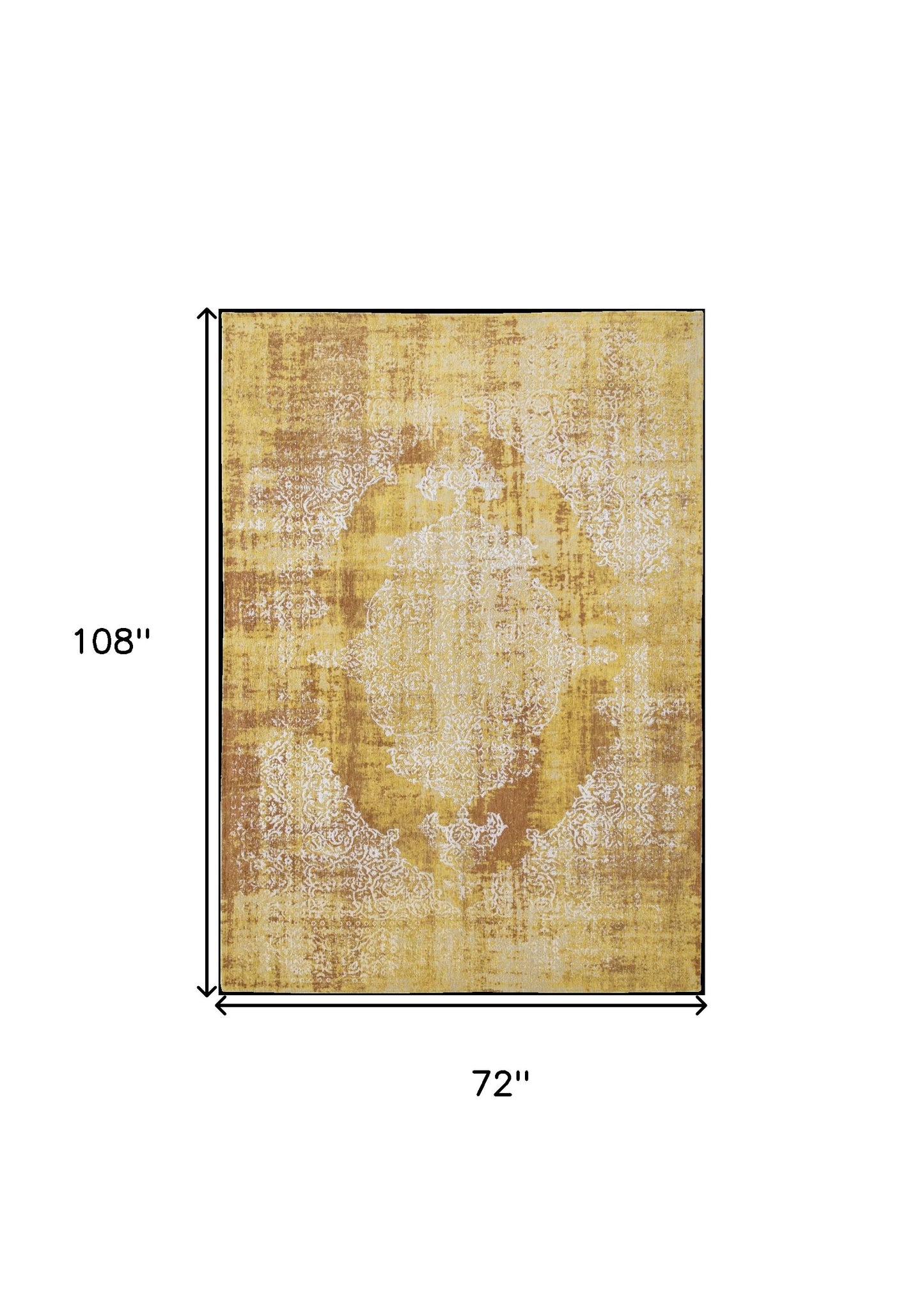 7' x 9' Yellow and Brown Oriental Non Skid Area Rug
