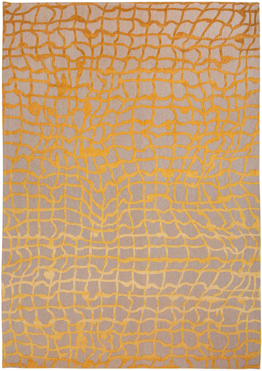 3' X 5' Gray and Orange Abstract Non Skid Area Rug