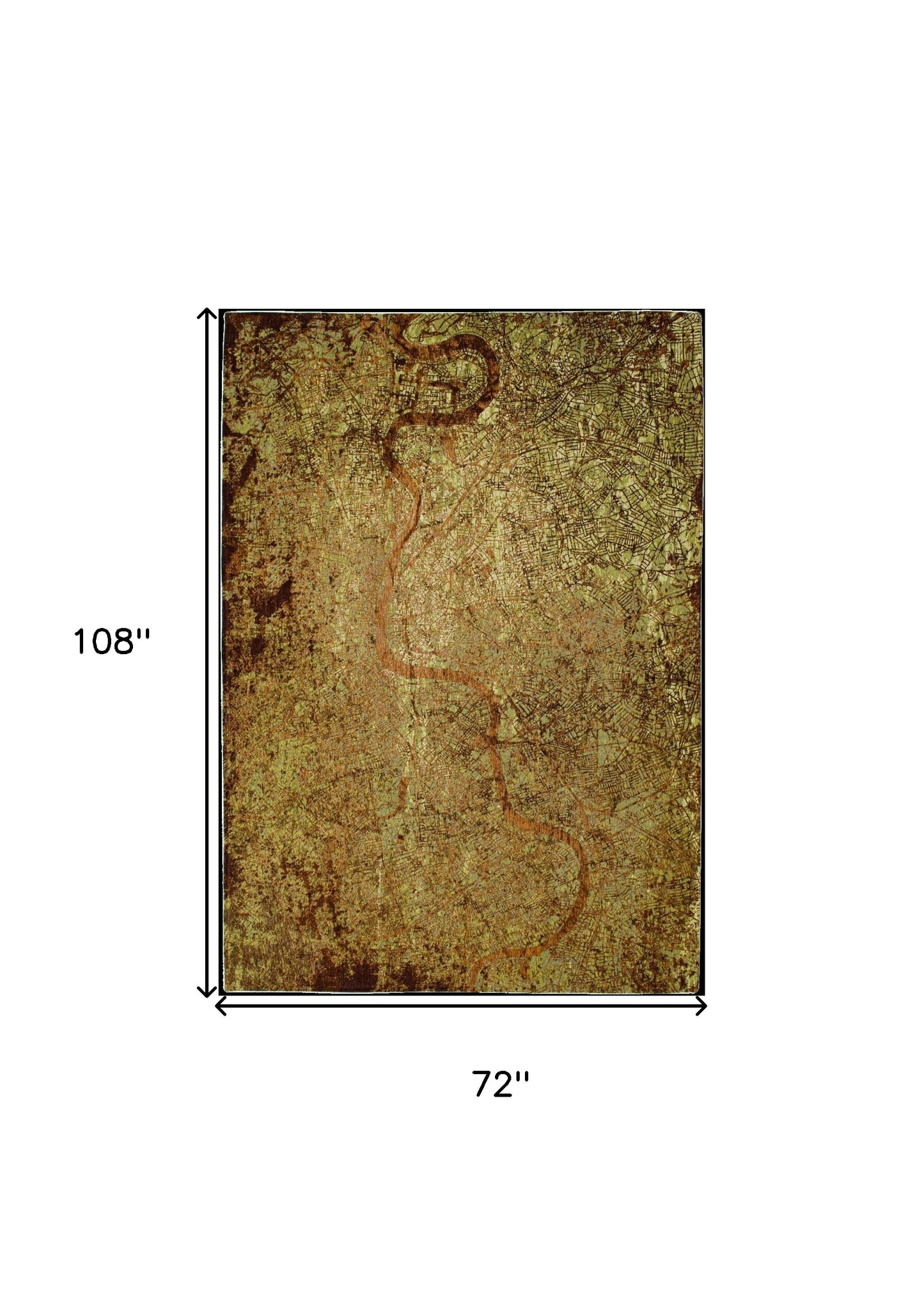 7' x 9' Green and Brown Abstract Non Skid Area Rug