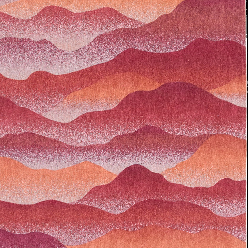 7' x 9' Red Orange Abstract Non Skid Area Rug