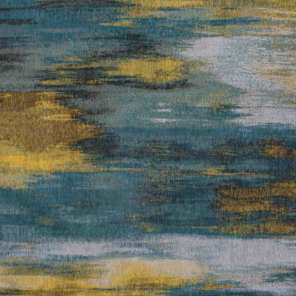 5' x 7' Blue and Yellow Abstract Non Skid Area Rug