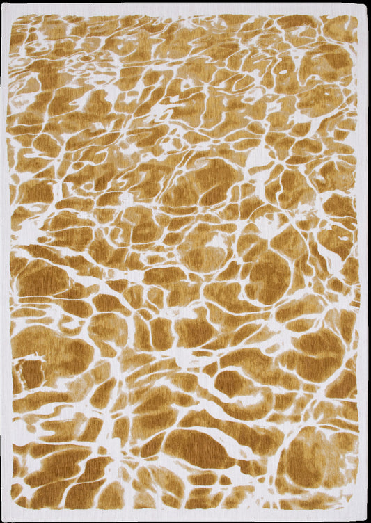 10' Yellow and Brown Abstract Non Skid Area Rug