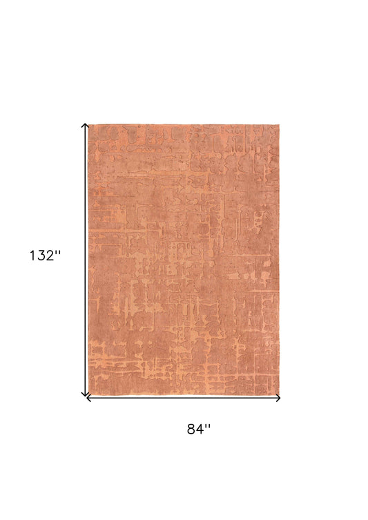 8' x 11' Orange Abstract Non Skid Area Rug