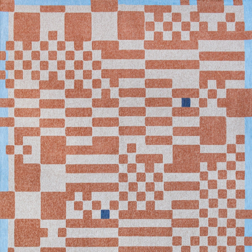 5' x 7' Blue and Red Geometric Non Skid Area Rug