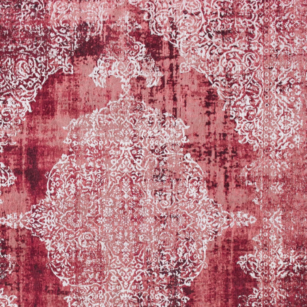 7' x 9' Red and White Oriental Non Skid Area Rug
