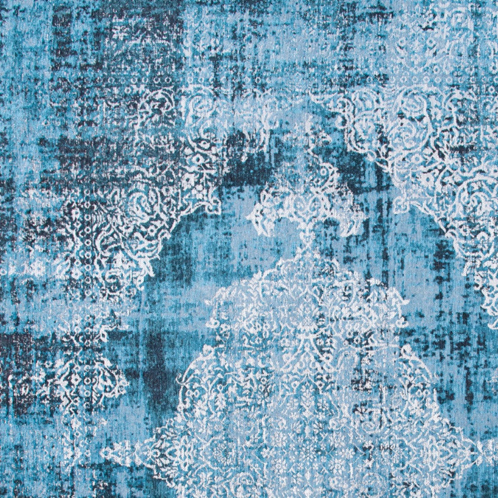 7' x 9' Blue and White Oriental Non Skid Area Rug