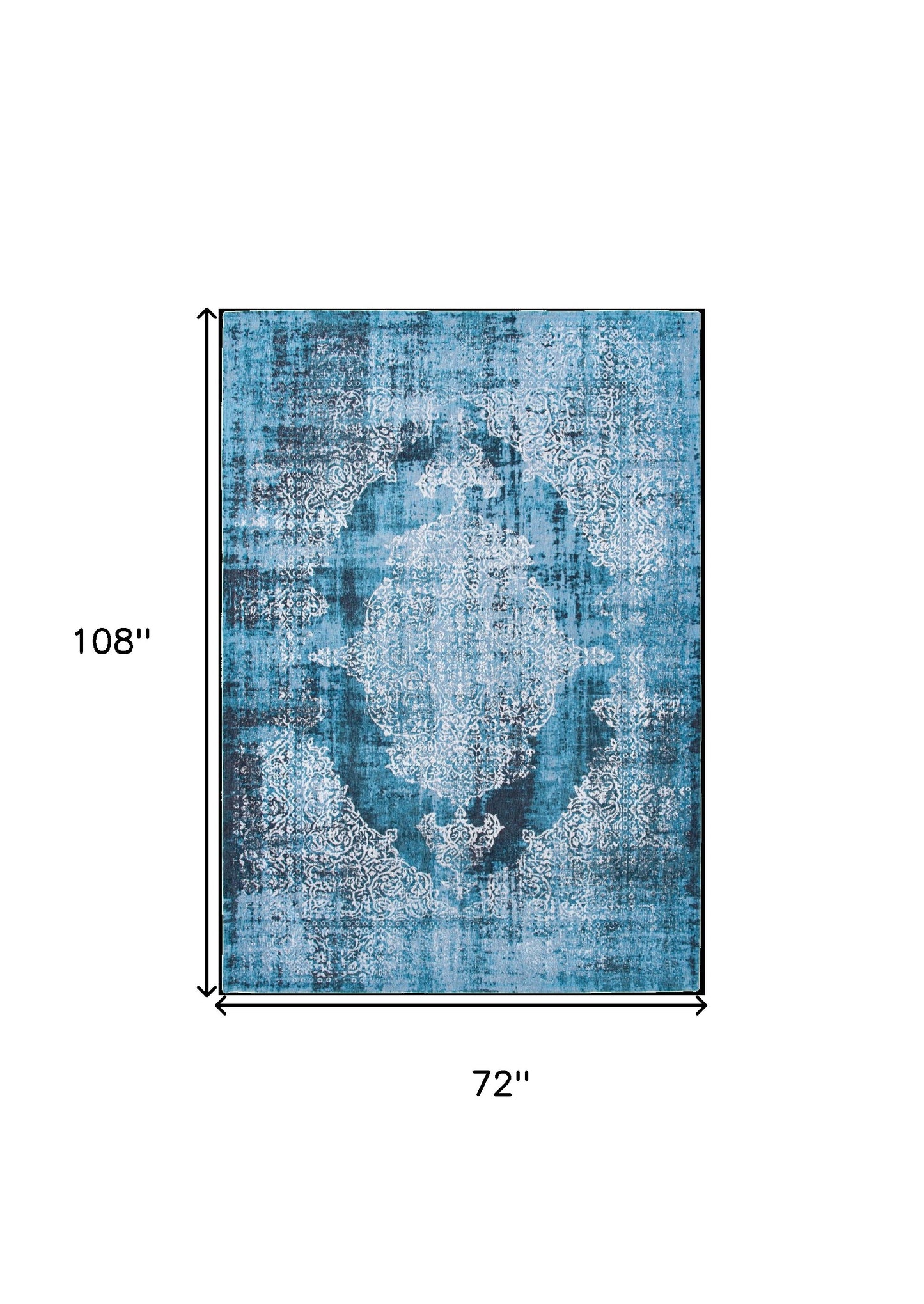 7' x 9' Blue and White Oriental Non Skid Area Rug