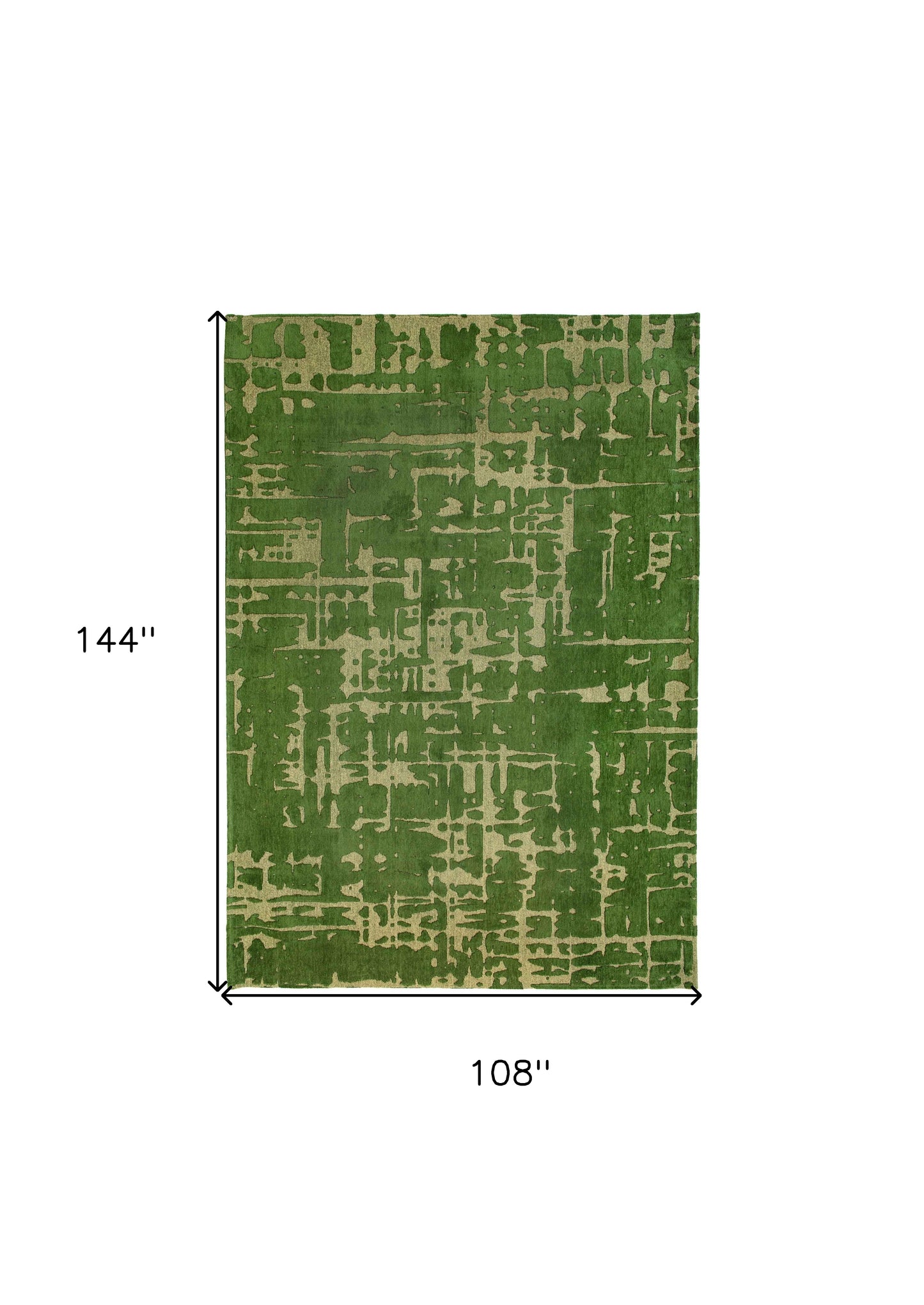 9' X 13' Green Abstract Non Skid Area Rug