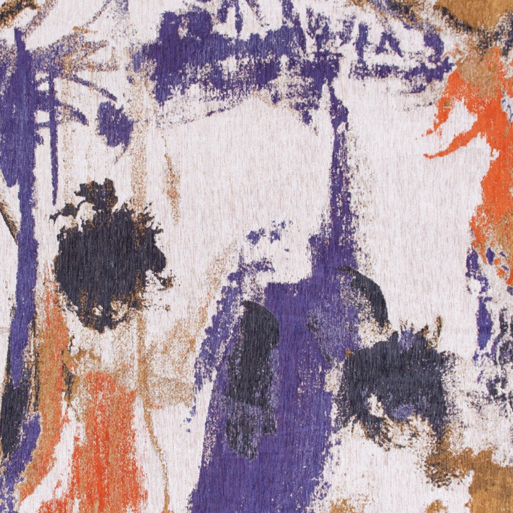 7' x 9' Purple and White Abstract Non Skid Area Rug