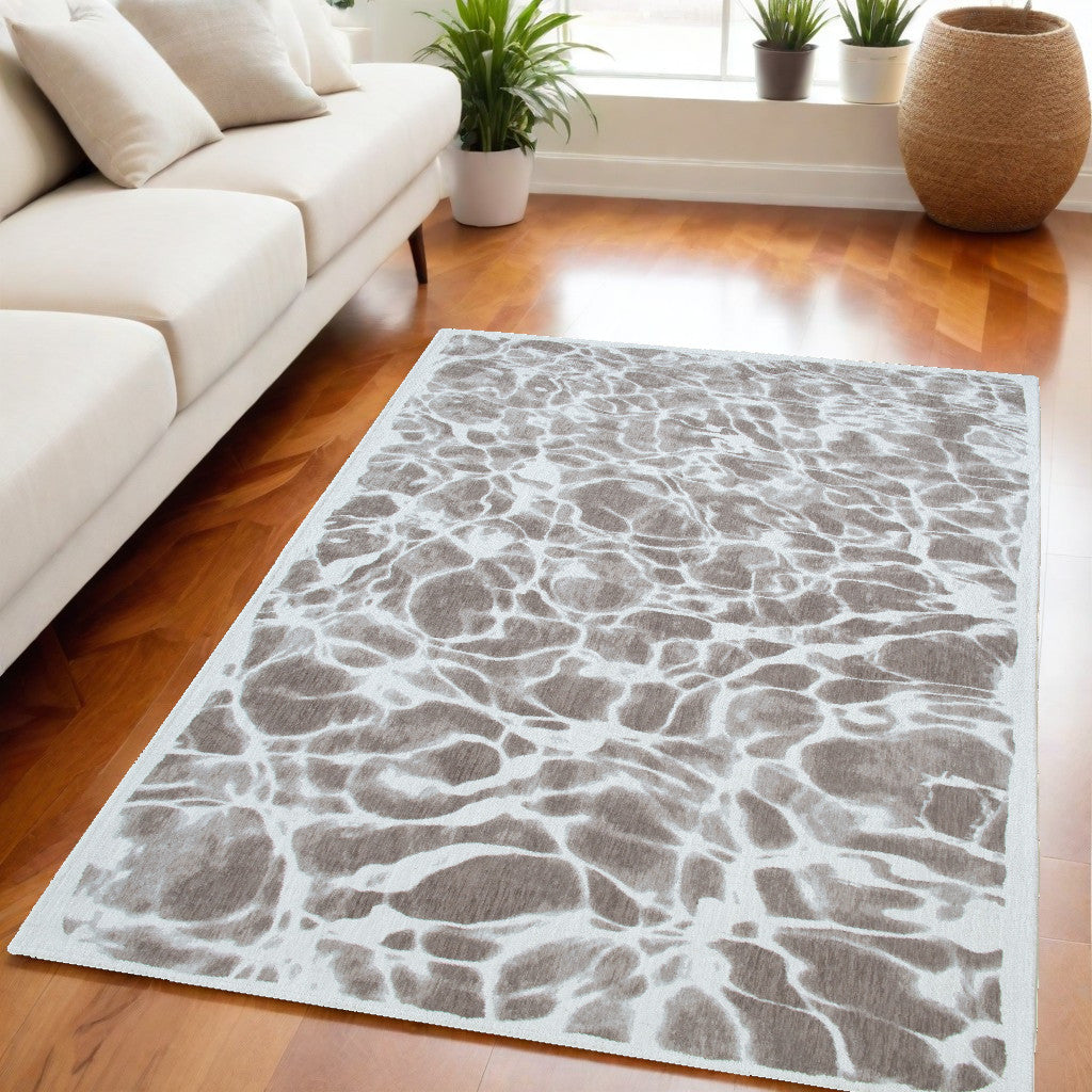 5' x 7' Gray Abstract Non Skid Area Rug