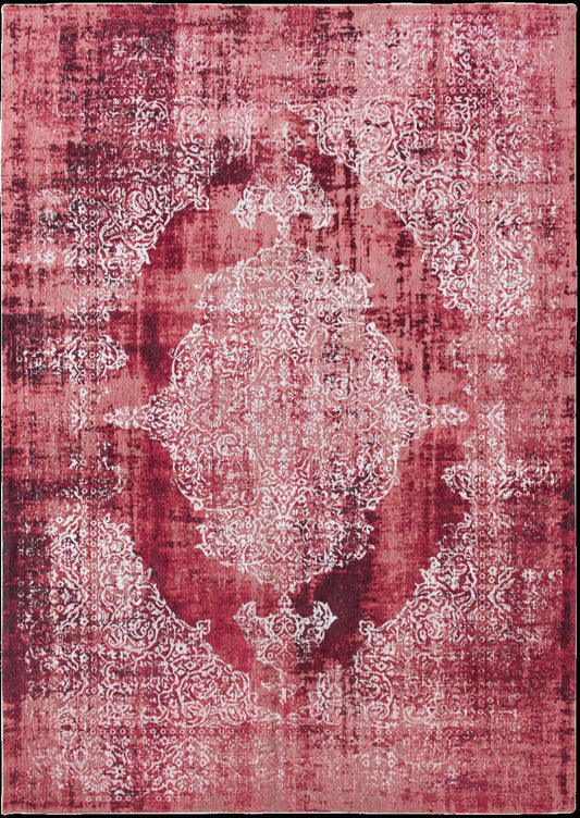 5' x 7' Red and White Oriental Non Skid Area Rug