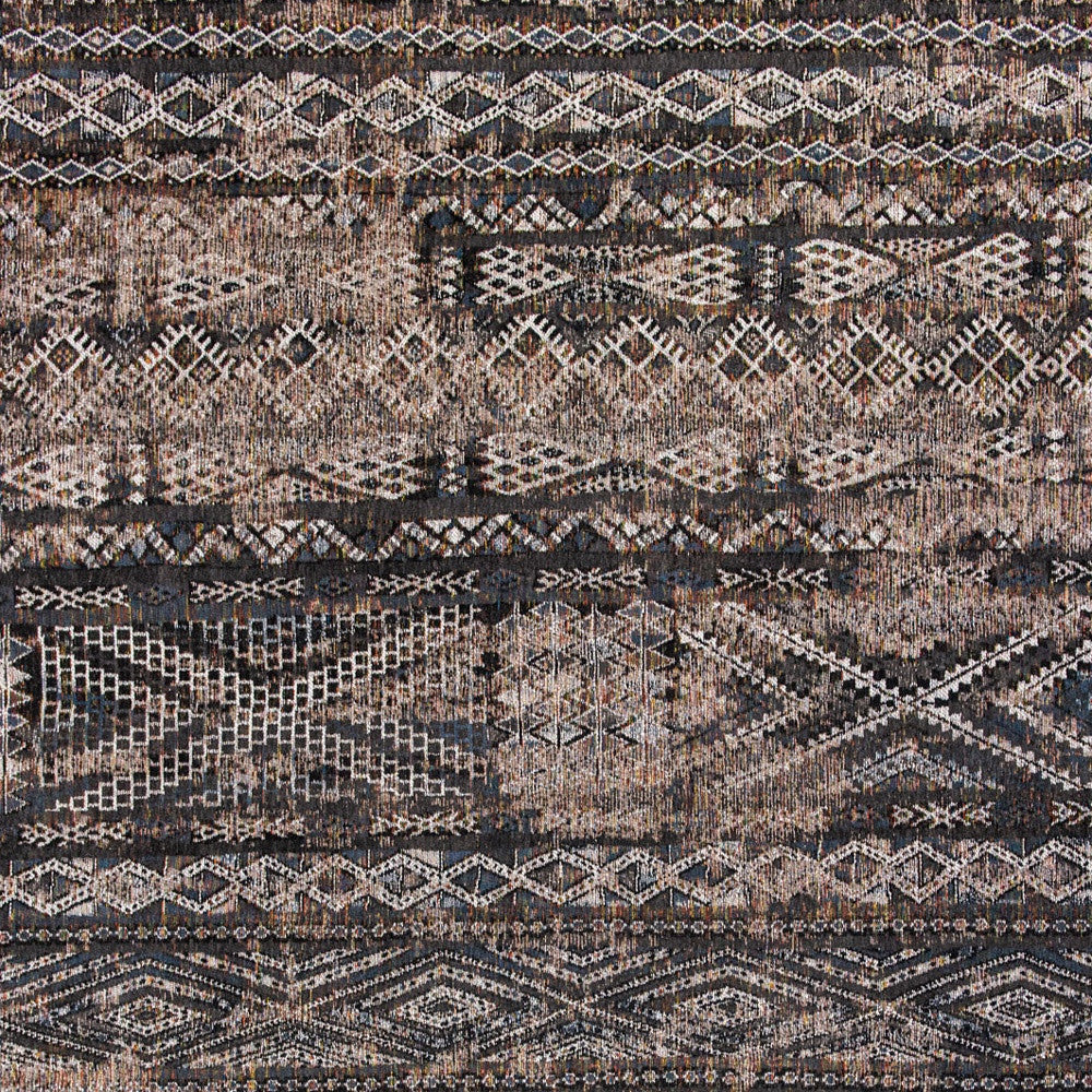 7' x 9' Gray and Beige Oriental Non Skid Area Rug