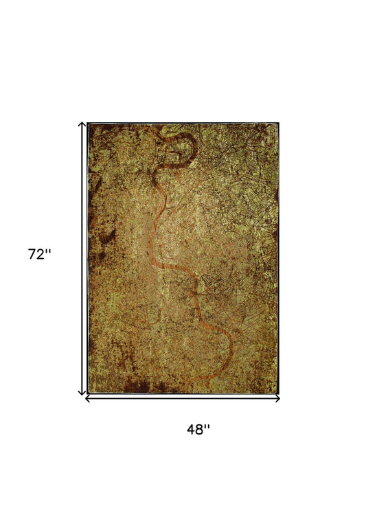5' x 7' Green and Brown Abstract Non Skid Area Rug