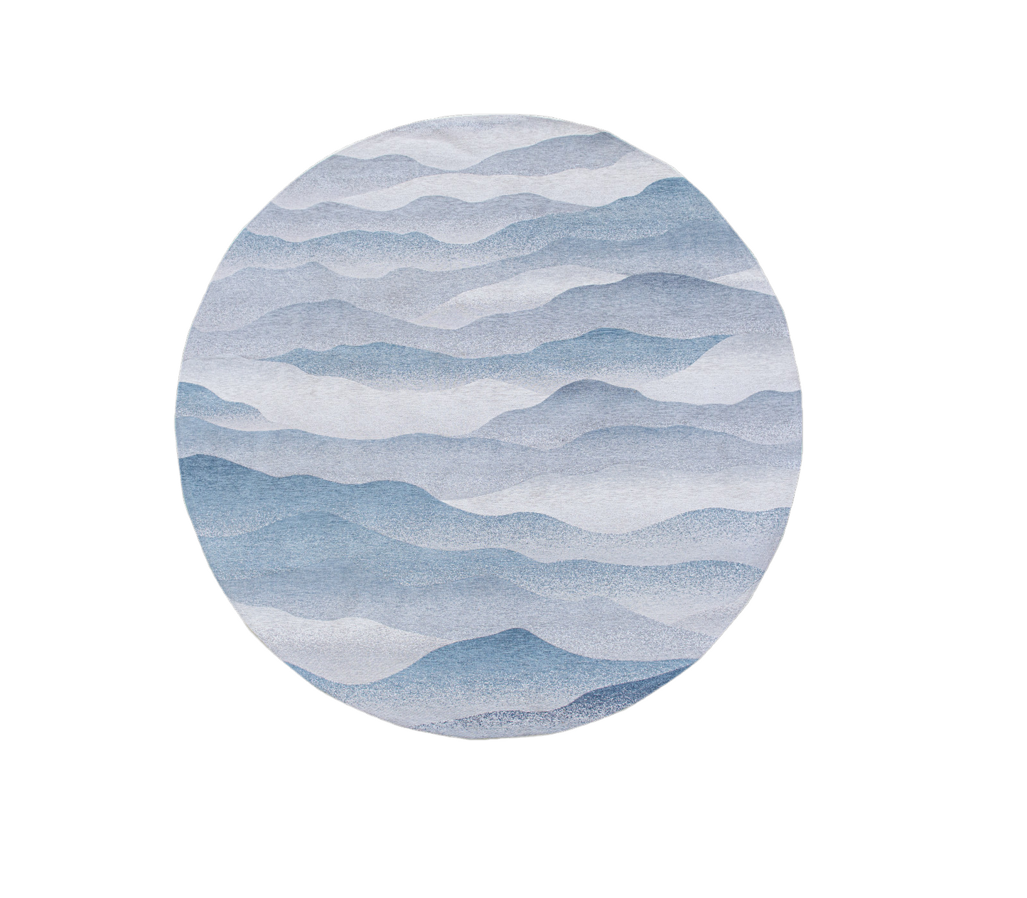 8' Blue and Gray Round Abstract Non Skid Area Rug