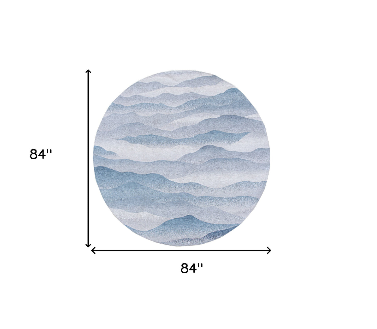 8' Blue and Gray Round Abstract Non Skid Area Rug