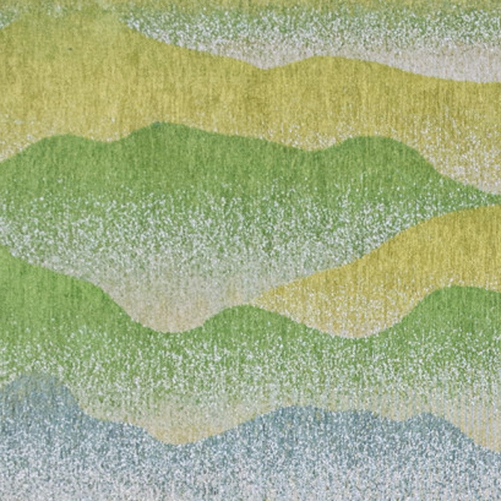 8' x 11' Green and Yellow Abstract Non Skid Area Rug