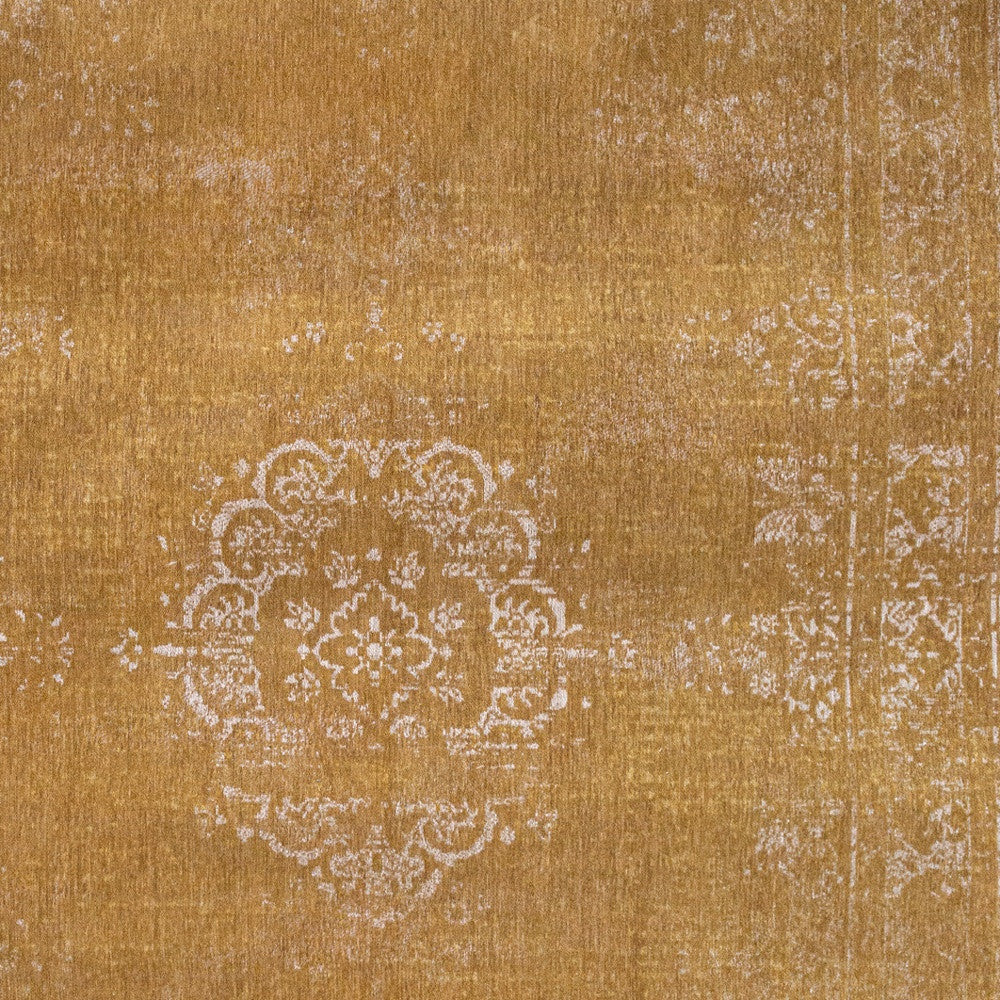 7' x 9' Orange and White Medallion Non Skid Area Rug