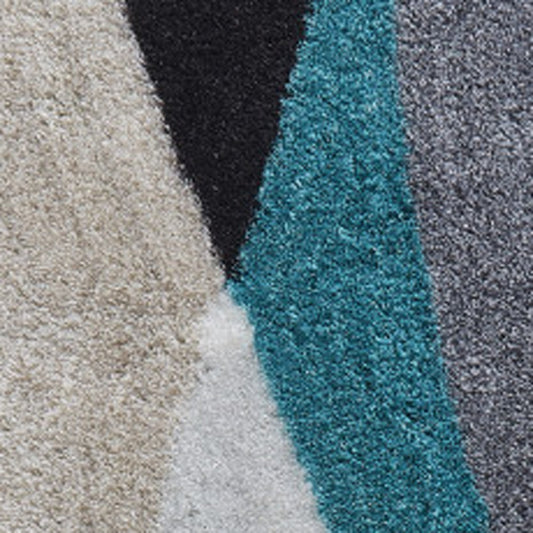 8' x 11' Gray Black and Blue Shag Hand Tufted Area Rug