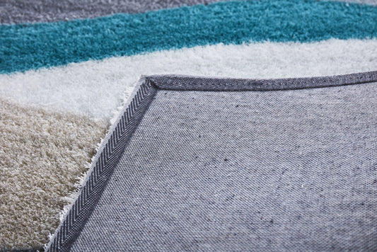 8' x 11' Gray Black and Blue Shag Hand Tufted Area Rug
