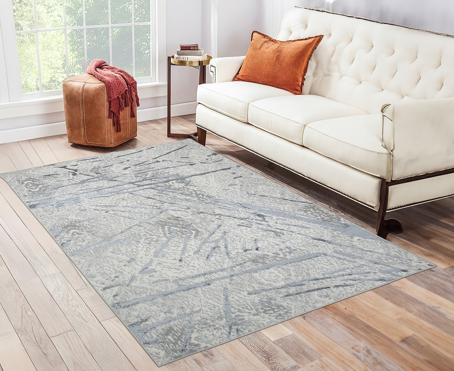 5' x 8' Gray Abstract Area Rug