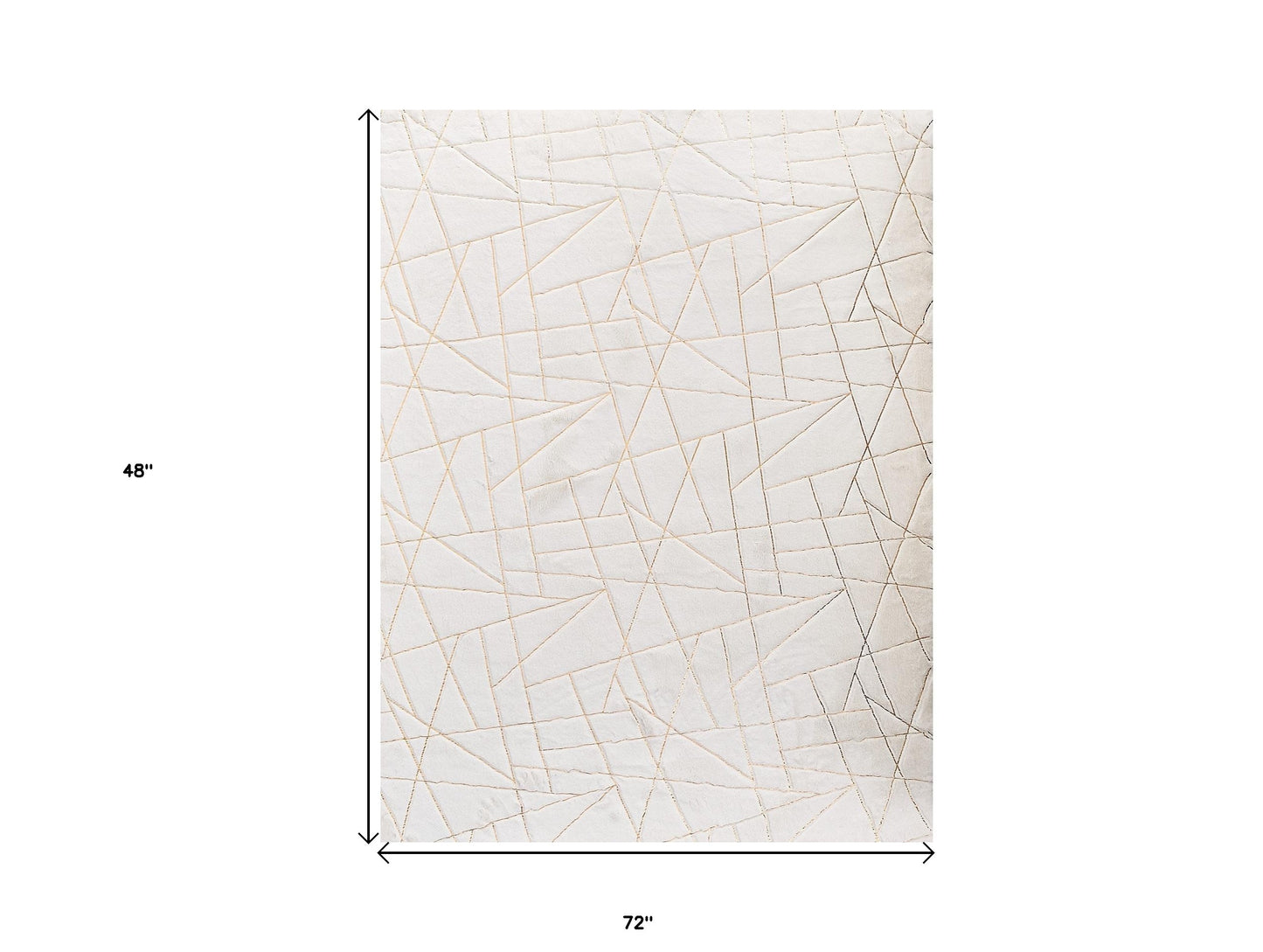 4' x 6' White and Gold Faux Fur Abstract Shag Non Skid Area Rug