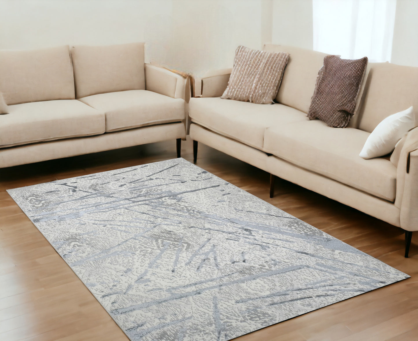 5' x 8' Gray Abstract Area Rug