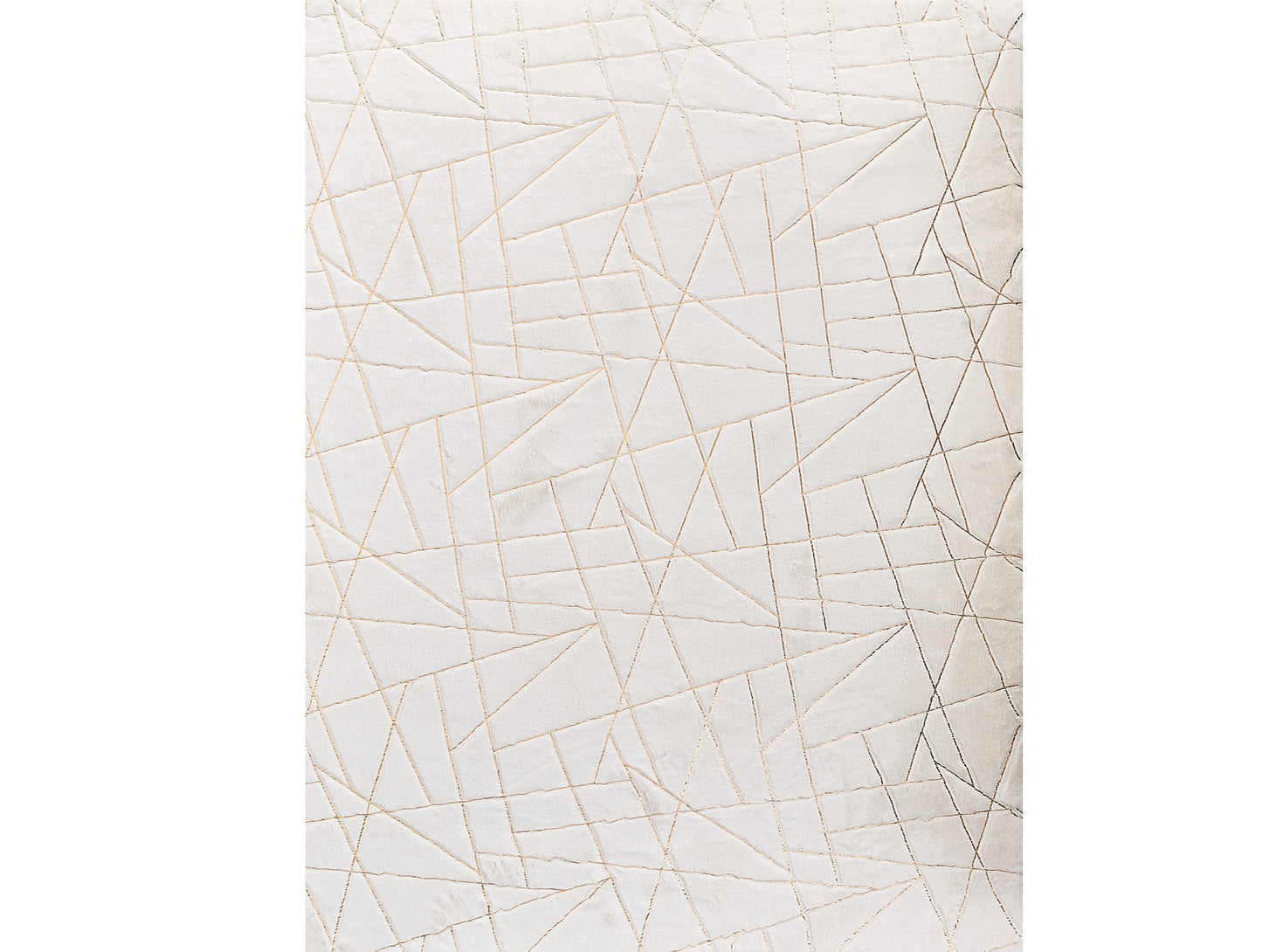 4' x 6' White and Gold Faux Fur Abstract Shag Non Skid Area Rug