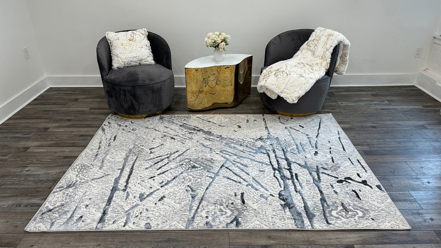 5' x 8' Gray Abstract Area Rug