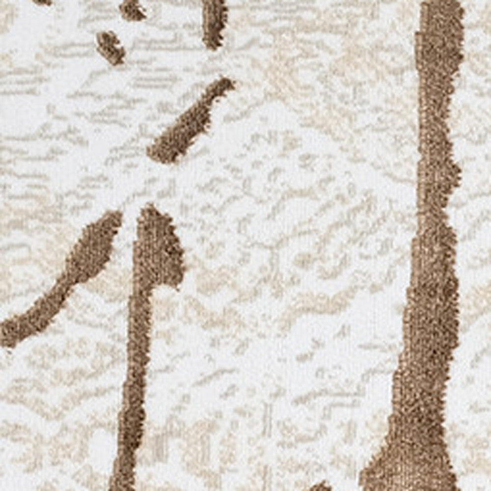 9' x 12' Ivory and Brown Abstract Area Rug