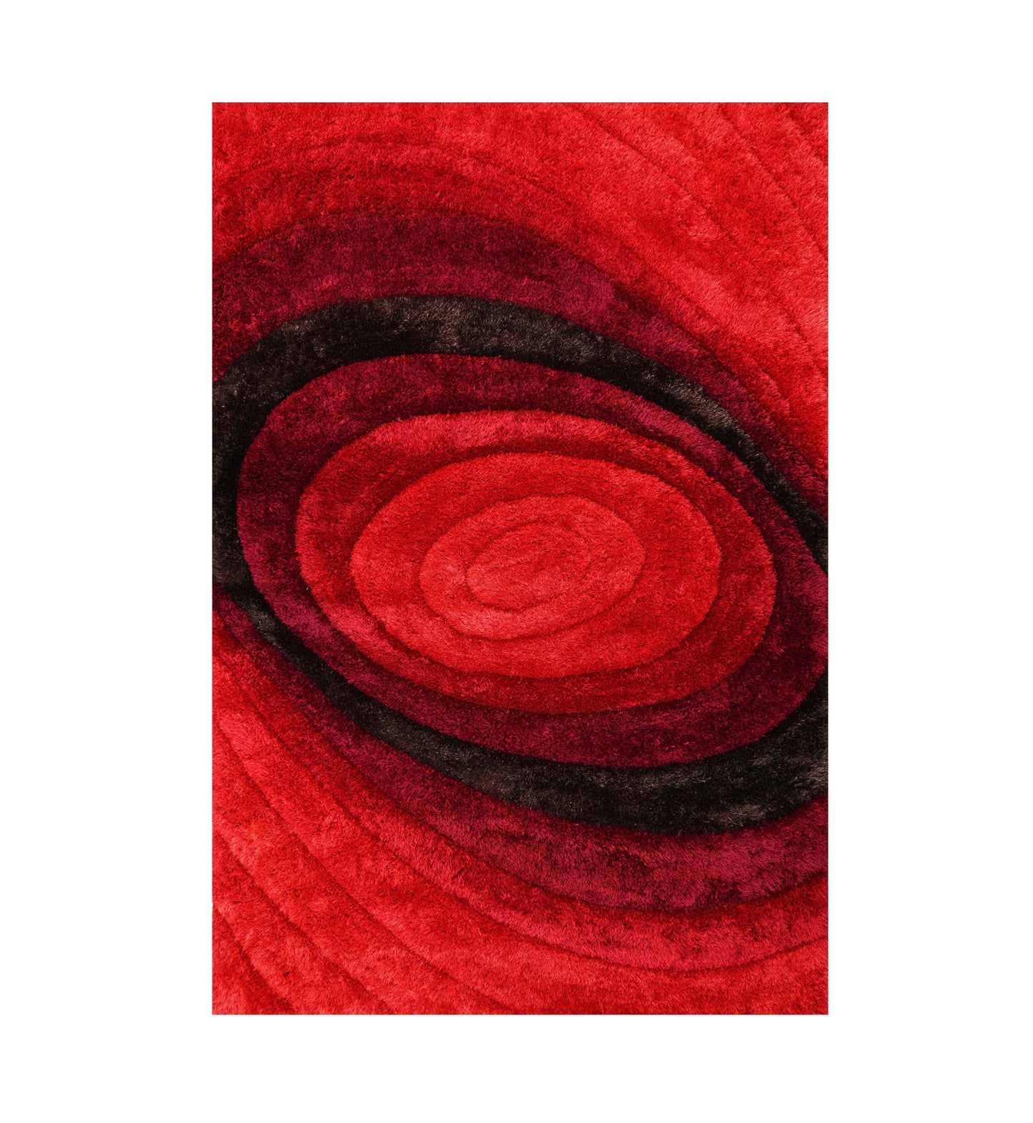 8' x 11' Red and Black Shag Hand Tufted Area Rug