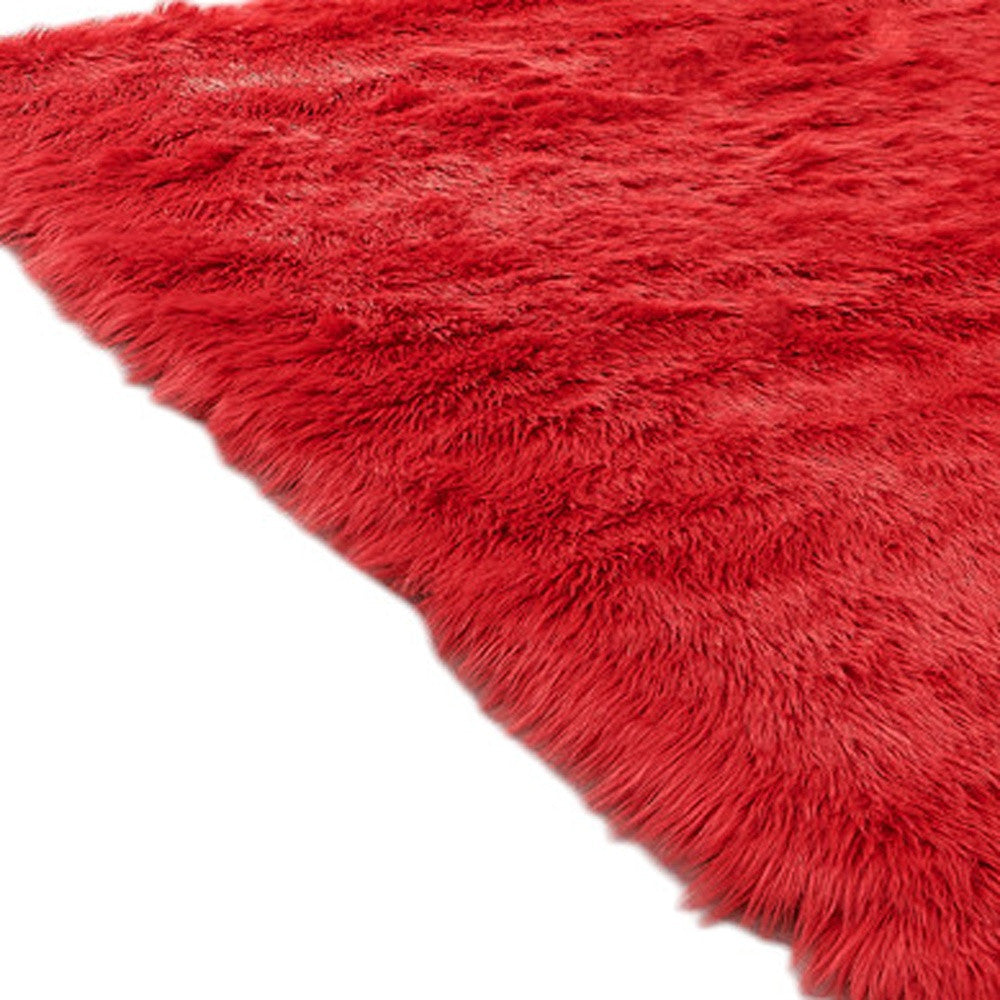 4' x 6' Red Shag Sheepskin Washable Area Rug