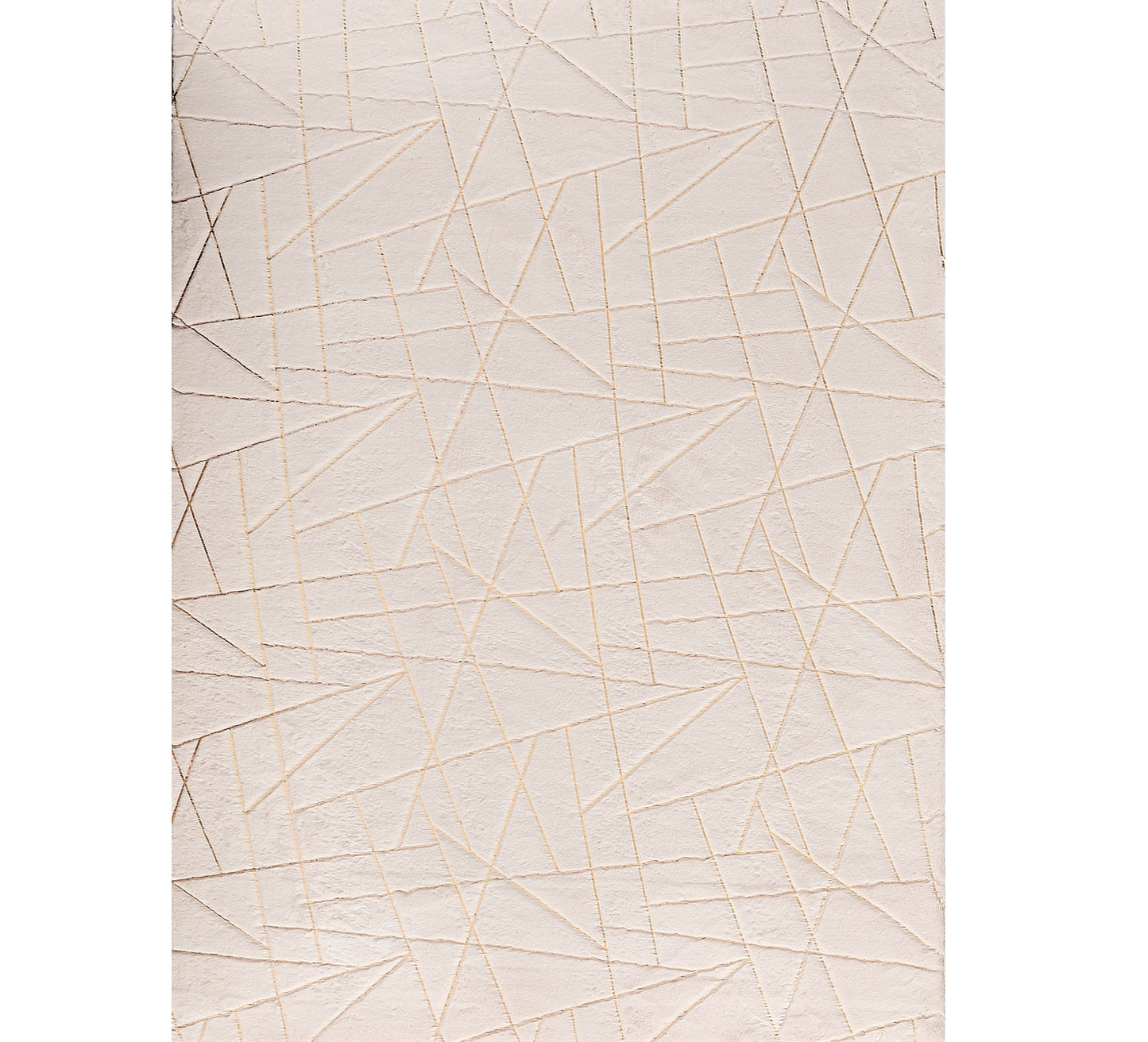 2' x 3' Beige and Gold Faux Fur Abstract Shag Non Skid Area Rug