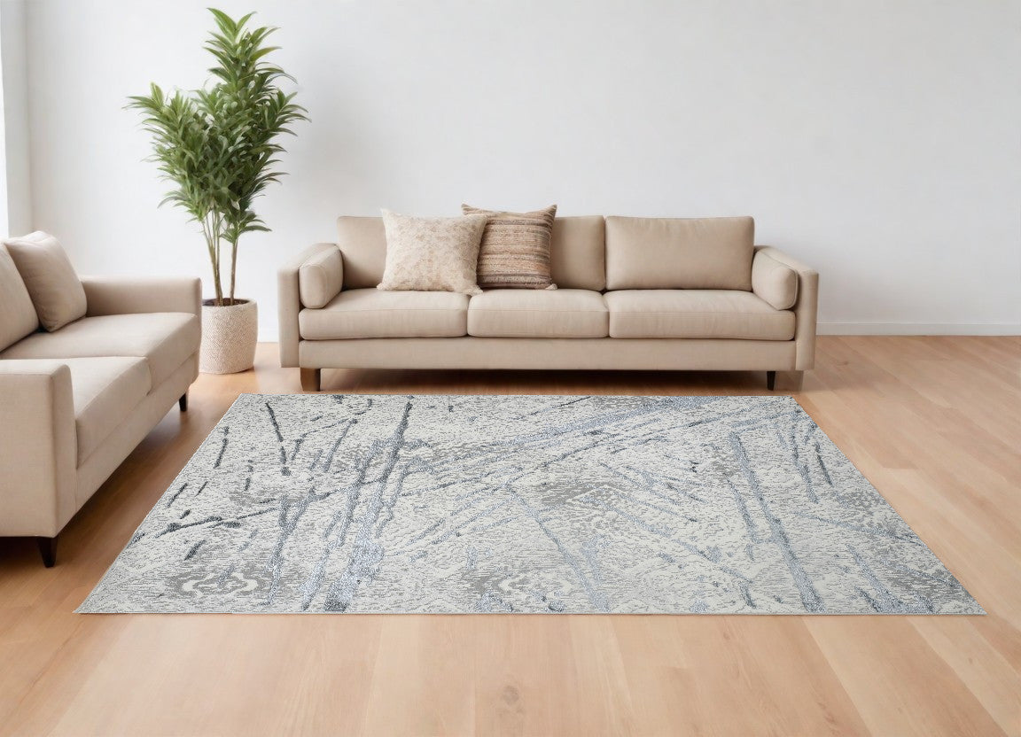 9' x 12' Gray Abstract Area Rug