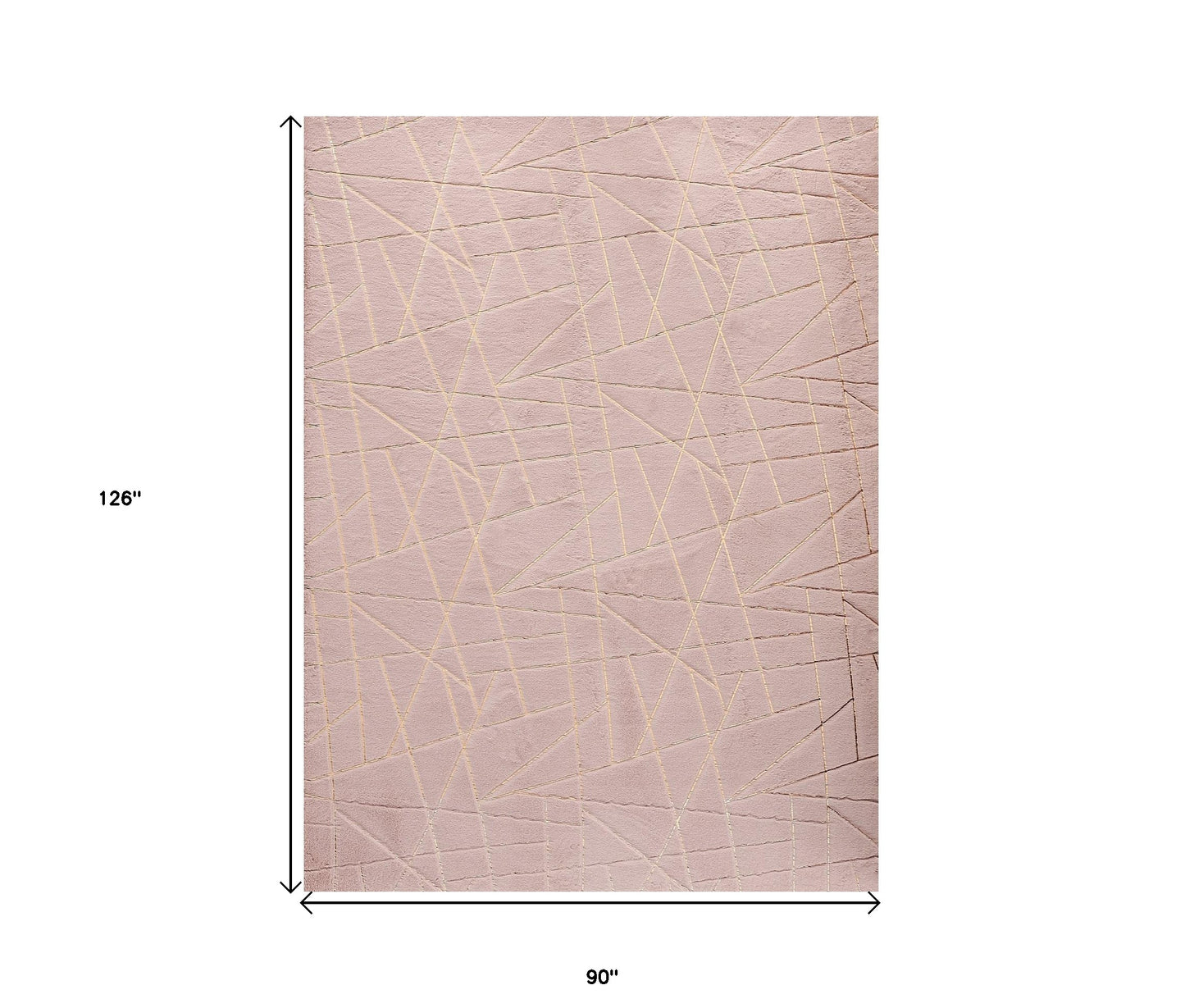 8' x 11' Pink and Gold Faux Fur Abstract Shag Non Skid Area Rug