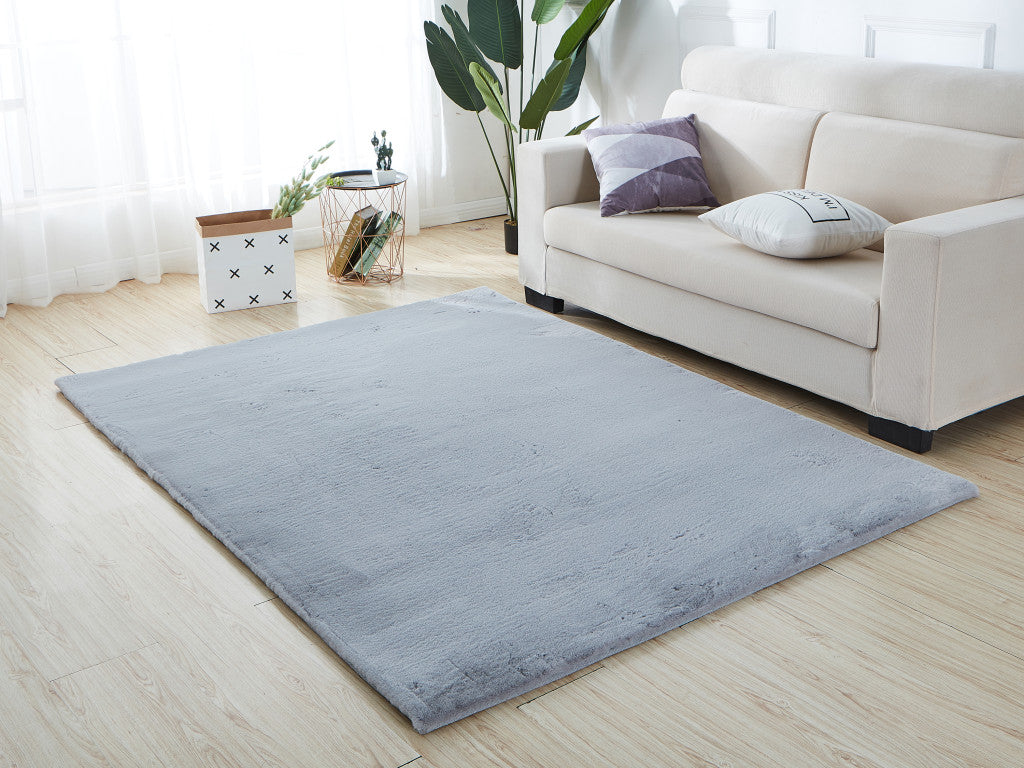 5' x 8' Gray Faux Fur Shag Non Skid Area Rug