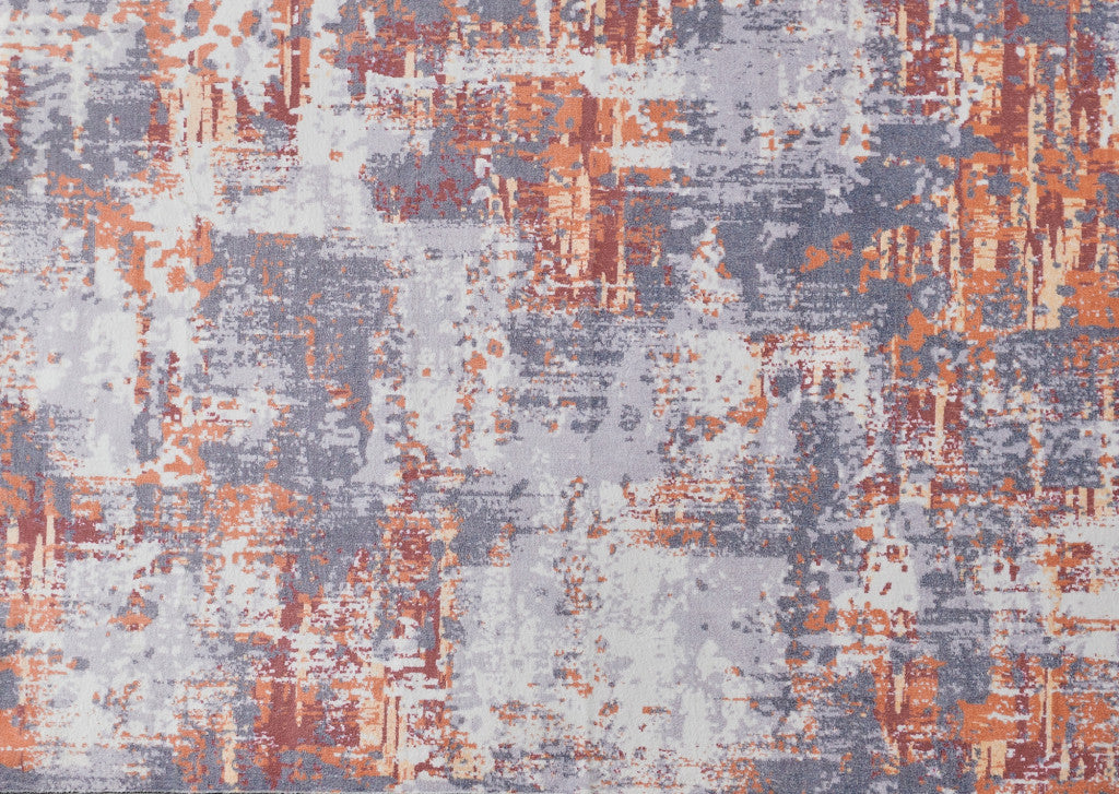 4' x 6' Gray and Brown Abstract Shag Printed Washable Non Skid Area Rug