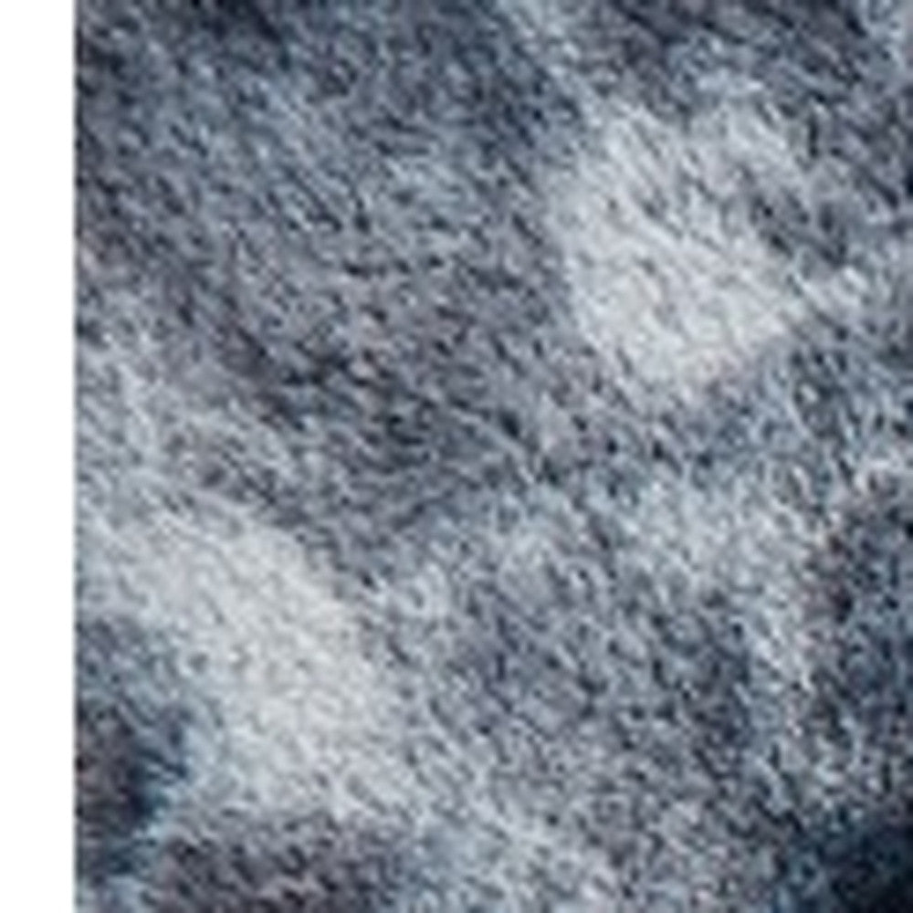 7' x 10' Gray and White Faux Fur Abstract Shag Non Skid Area Rug