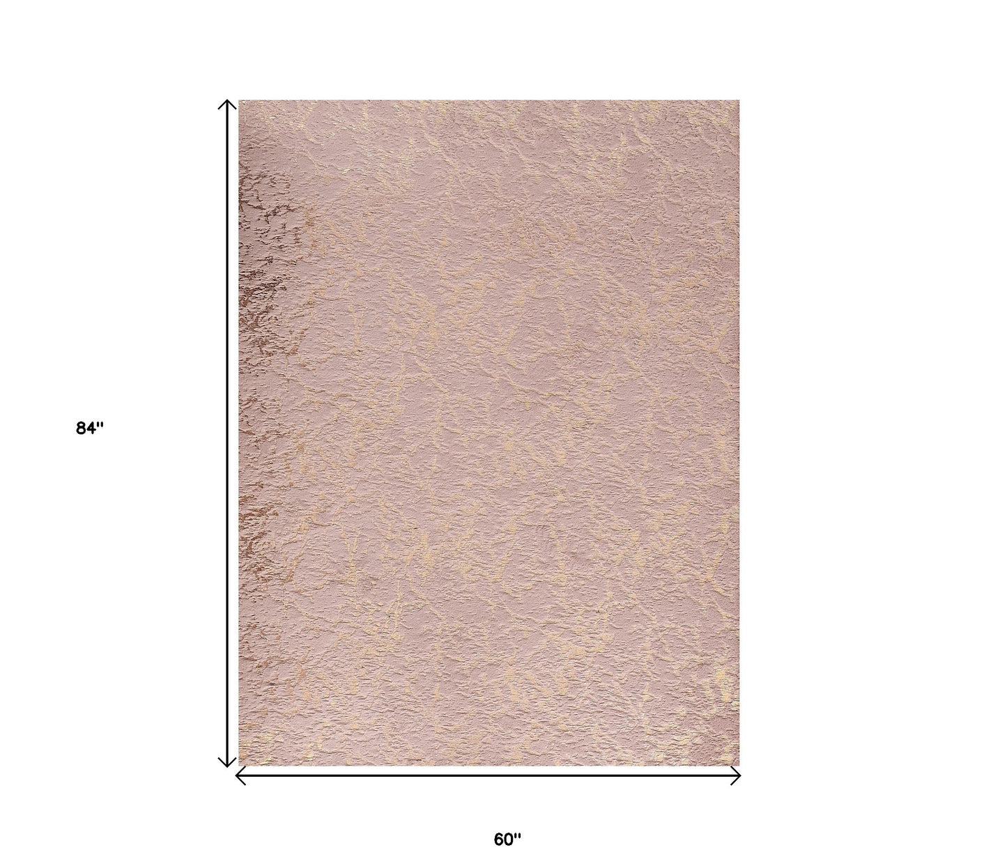 5' x 7' Pink and Gold Faux Fur Abstract Shag Non Skid Area Rug