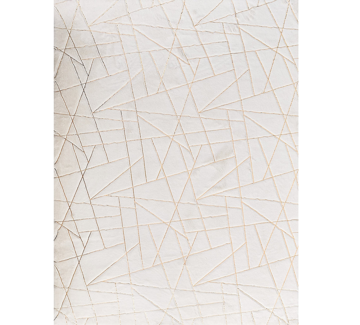 8' x 11' White and Gold Faux Fur Abstract Shag Non Skid Area Rug