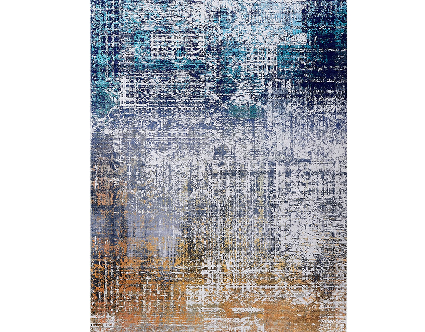 3' X 5' Blue and Silver Abstract Shag Printed Washable Non Skid Area Rug