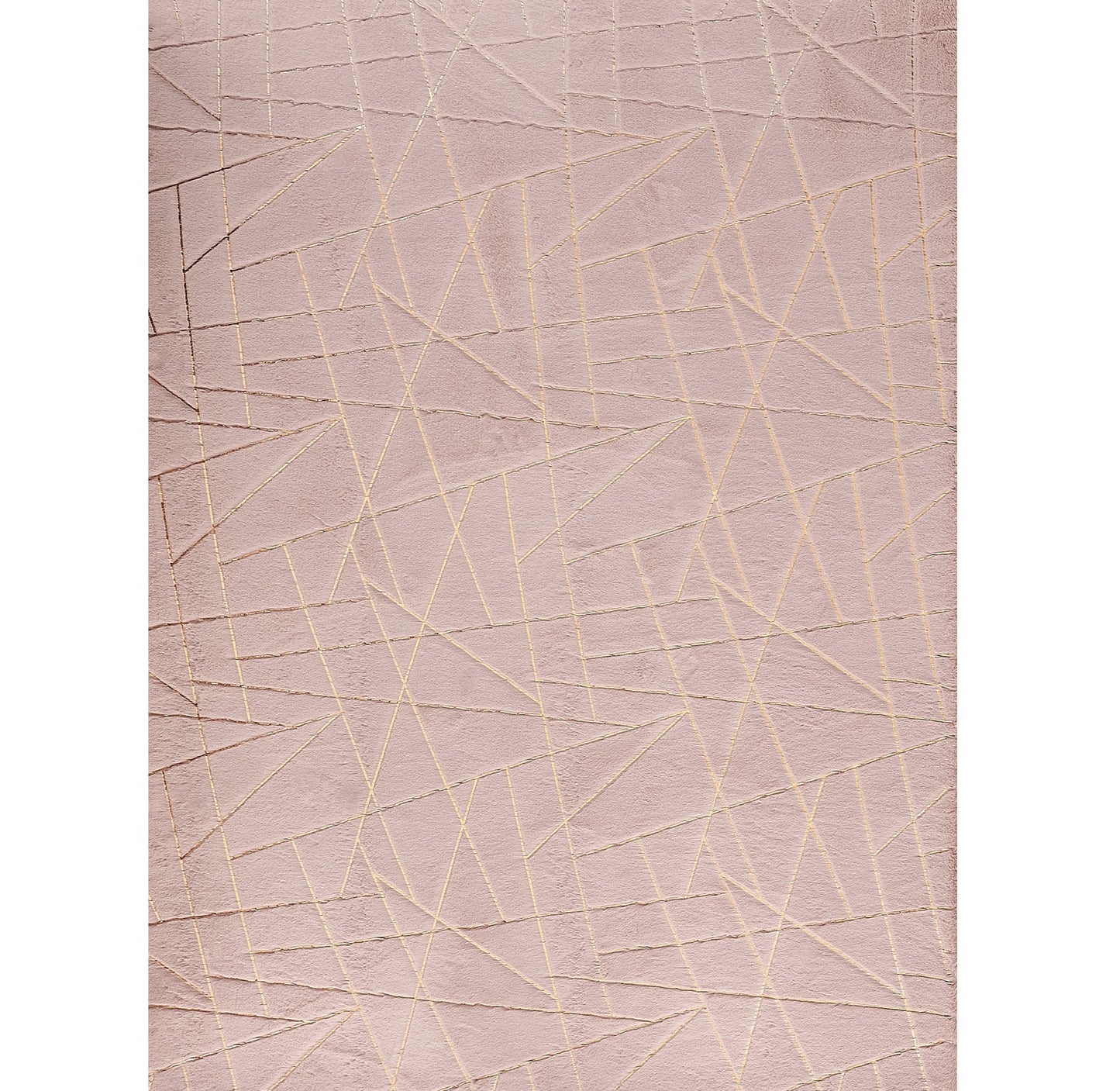 5' x 7' Pink and Gold Faux Fur Abstract Shag Non Skid Area Rug